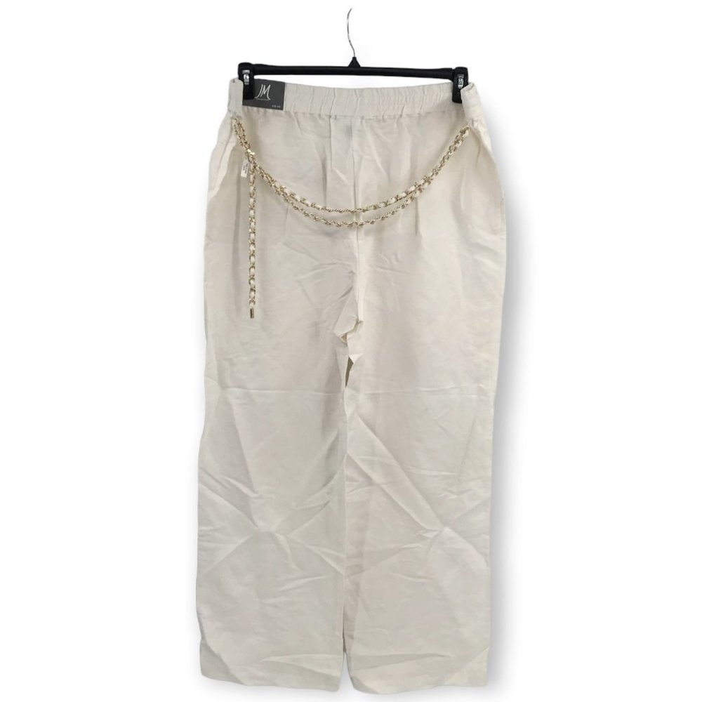 *JM Collection Women's Plus Size 2X White Linen Casual Dress Pants